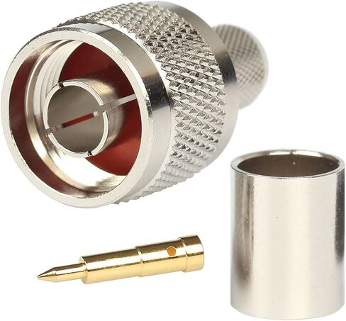 Pack of 10 N Male Plug Crimp Connector 50 ohm for LMR400 Belden 9913 RG8 Nickel Machined Brass Construction (10 Piece N Male for lmr400) in Kuwait