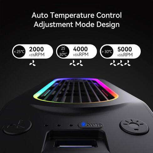 مروحة تبريد HZLucki PS5 مع 9 مصابيح LED وتشغيل/إيقاف تلقائي، مروحة PS5 هادئة مع سرعة قابلة للتعديل تلقائيًا ومحاور USB3.0، ملحقات تبريد فعالة متوافقة مع قرص Playstation 5/الإصدار الرقمي in Saudi Arabia