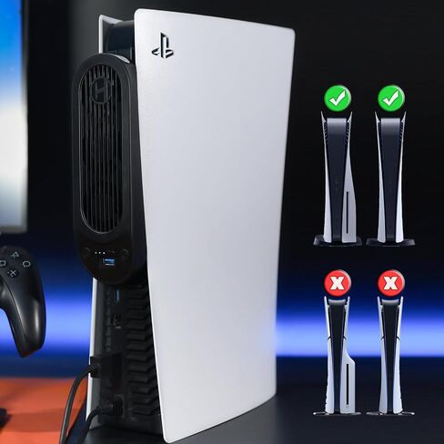 مروحة تبريد HZLucki PS5 مع 9 مصابيح LED وتشغيل/إيقاف تلقائي، مروحة PS5 هادئة مع سرعة قابلة للتعديل تلقائيًا ومحاور USB3.0، ملحقات تبريد فعالة متوافقة مع قرص Playstation 5/الإصدار الرقمي in Saudi Arabia