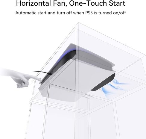 مروحة تبريد HZLucki PS5 مع 9 مصابيح LED وتشغيل/إيقاف تلقائي، مروحة PS5 هادئة مع سرعة قابلة للتعديل تلقائيًا ومحاور USB3.0، ملحقات تبريد فعالة متوافقة مع قرص Playstation 5/الإصدار الرقمي in Saudi Arabia