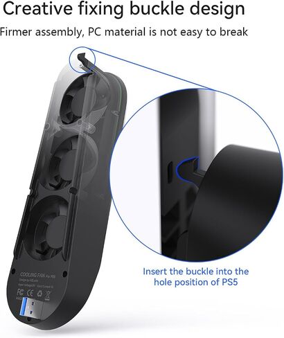 مروحة تبريد HZLucki PS5 مع 9 مصابيح LED وتشغيل/إيقاف تلقائي، مروحة PS5 هادئة مع سرعة قابلة للتعديل تلقائيًا ومحاور USB3.0، ملحقات تبريد فعالة متوافقة مع قرص Playstation 5/الإصدار الرقمي in Saudi Arabia