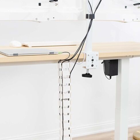 VIVO Under Desk Vertebrae Cable Management Kit, Adjustable Quad Entry Flexible Cord Organizer for Home Office, White, DESK-AC01C-W | Adjustable Quad Entry Flexible Cord Organizer for Home Office in Kuwait