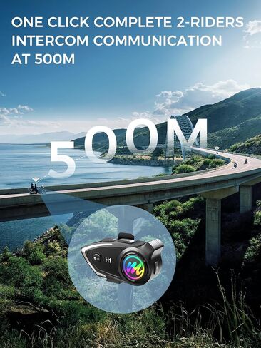 Moman Motorcycle Intercom Headset, H1 2 Pack Communication System Wireless 5.0 AI Voice Assistant IP67 Waterproof Automatic Answer Noise Cancellation, Motorbike-Helmet-Wireless-Intercom-Headset in Kuwait