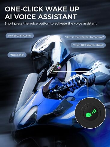 Moman Motorcycle Intercom Headset, H1 2 Pack Communication System Wireless 5.0 AI Voice Assistant IP67 Waterproof Automatic Answer Noise Cancellation, Motorbike-Helmet-Wireless-Intercom-Headset in Kuwait