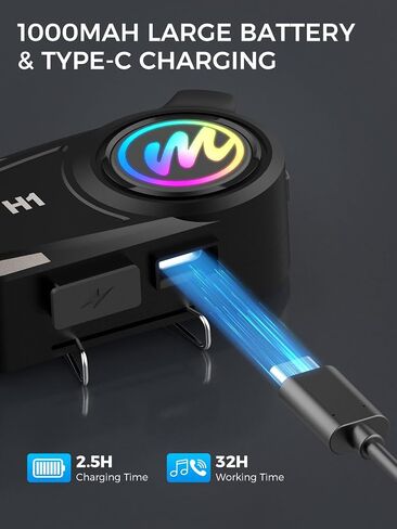 Moman Motorcycle Intercom Headset, H1 2 Pack Communication System Wireless 5.0 AI Voice Assistant IP67 Waterproof Automatic Answer Noise Cancellation, Motorbike-Helmet-Wireless-Intercom-Headset in Kuwait