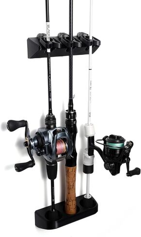 3D Printed Magnetic Fishing Rod Holder | Multi-Functional Rod Rack for Garage and Wall | Cyberpunk Style | Quick-Release Design (3-rod holder), Black in Saudi Arabia