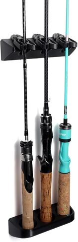 3D Printed Magnetic Fishing Rod Holder | Multi-Functional Rod Rack for Garage and Wall | Cyberpunk Style | Quick-Release Design (3-rod holder), Black in Saudi Arabia