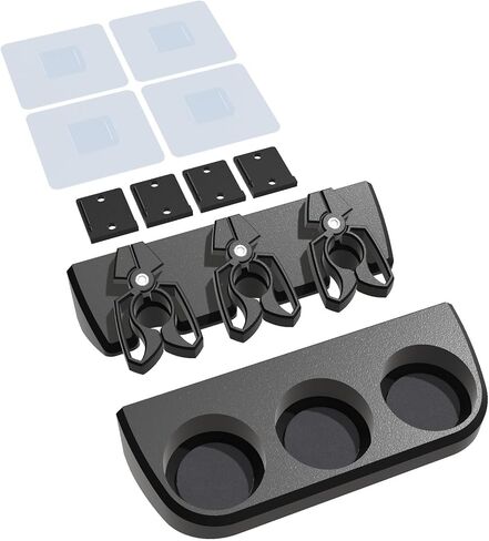 3D Printed Magnetic Fishing Rod Holder | Multi-Functional Rod Rack for Garage and Wall | Cyberpunk Style | Quick-Release Design (3-rod holder), Black in Saudi Arabia