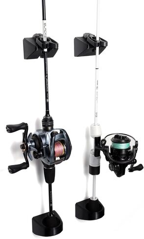 3D Printed Magnetic Fishing Rod Holder | Multi-Functional Rod Rack for Garage and Wall | Cyberpunk Style | Quick-Release Design (3-rod holder), Black in Saudi Arabia