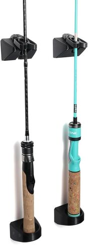 3D Printed Magnetic Fishing Rod Holder | Multi-Functional Rod Rack for Garage and Wall | Cyberpunk Style | Quick-Release Design (3-rod holder), Black in Saudi Arabia