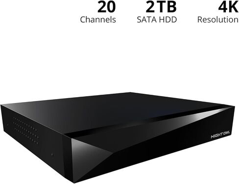 Night Owl 2-Way Audio 20 Channel 4K Video Home Security DVR مع محرك أقراص ثابت سعة 2 تيرابايت (إضافة ما يصل إلى 20 كاميرا إجمالية) (2 تيرابايت) in Kuwait