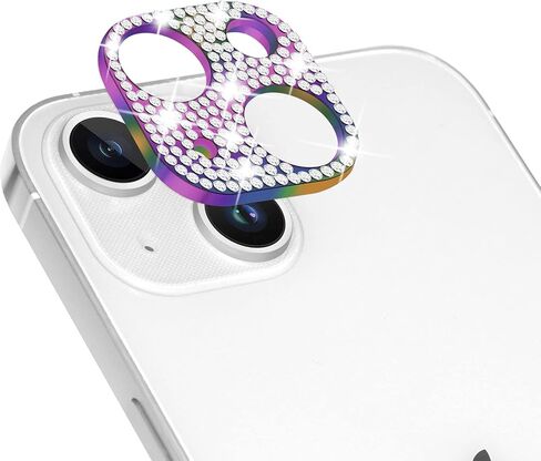واقي عدسة الكاميرا باللون الذهبي الوردي متوافق مع iPhone 15 / iPhone 15 Plus، غطاء معدني من خليط معدني من الكريستال اللامع لهاتف iPhone 15 وiPhone 15 Plus in Kuwait