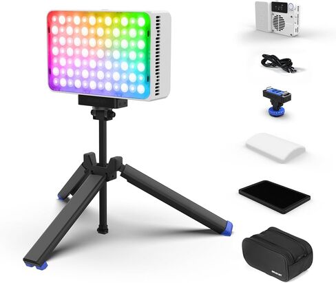amaran Ace 25c Kit RGB Pocket LED Light,Boost Mode to 32W Mini On Camera Video Light,2300K~10000K Support Magnetic Attraction and App Control with Carrying Case,Mini Tripod,Grid (White) in Kuwait
