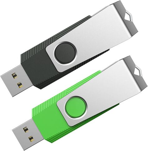 محرك أقراص فلاش Aiibe سعة 64 جيجابايت، 2 حزمة محرك فلاش USB سعة 64 جيجابايت، محرك إبهام، محرك أقراص مضغوطة، USB 2.0، محرك أقراص USB مع سلسلة مفاتيح (64 جيجا، لونان: أسود وأخضر) in Kuwait