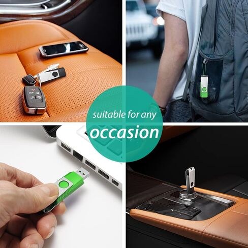 محرك أقراص فلاش Aiibe سعة 64 جيجابايت، 2 حزمة محرك فلاش USB سعة 64 جيجابايت، محرك إبهام، محرك أقراص مضغوطة، USB 2.0، محرك أقراص USB مع سلسلة مفاتيح (64 جيجا، لونان: أسود وأخضر) in Kuwait