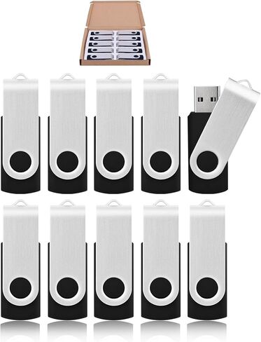 USB Drive KOOTION 20pcs 4GB USB Flash Drive 4 GB Flash Drives Thumb Drive Jump Drive Memory Stick Swivel Pen Drive, Black in Saudi Arabia