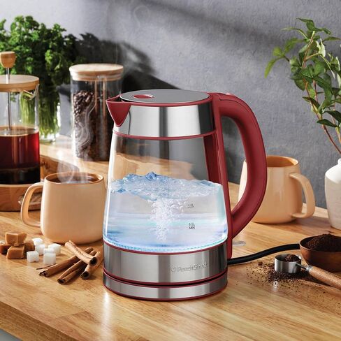 Speed-Boil Water Electric Kettle, 1.7L 1500W, Coffee & Tea Kettle Borosilicate Glass, Wide Opening, Auto Shut-Off, Cool Touch Handle, LED Light. 360° Rotation, Boil Dry Protection in Saudi Arabia