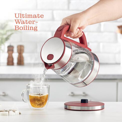 Speed-Boil Water Electric Kettle, 1.7L 1500W, Coffee & Tea Kettle Borosilicate Glass, Wide Opening, Auto Shut-Off, Cool Touch Handle, LED Light. 360° Rotation, Boil Dry Protection in Saudi Arabia