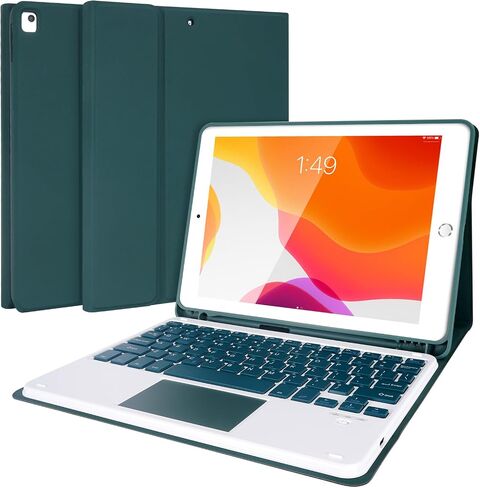 حافظة لوحة مفاتيح LAMA لاسلكية مع ماوس لجهاز iPad 10.2 بوصة الجيل التاسع والثامن والسابع، لوحة مفاتيح بلوتوث قابلة للفصل مع حامل قلم لجهاز iPad 10.2 بوصة/iPad Air 10.5 بوصة (الجيل الثالث)/iPad Pro 10.5 بوصة، أخضر داكن in Kuwait