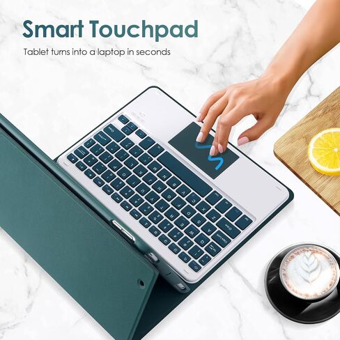 حافظة لوحة مفاتيح LAMA لاسلكية مع ماوس لجهاز iPad 10.2 بوصة الجيل التاسع والثامن والسابع، لوحة مفاتيح بلوتوث قابلة للفصل مع حامل قلم لجهاز iPad 10.2 بوصة/iPad Air 10.5 بوصة (الجيل الثالث)/iPad Pro 10.5 بوصة، أخضر داكن in Kuwait