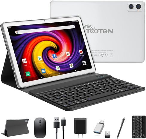 2024 Tablet 10.1 Inch 2 in 1 Android Tablet with keyboard Octa-Core 8(4+4 Virtual)+128GB Storage 1TB Expandable, 13+8MP Camera, Newest Tablets PC with Case Mouse Stylus Support 5G WiFi, IPS FHD Screen in Saudi Arabia