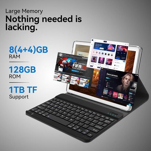 2024 Tablet 10.1 Inch 2 in 1 Android Tablet with keyboard Octa-Core 8(4+4 Virtual)+128GB Storage 1TB Expandable, 13+8MP Camera, Newest Tablets PC with Case Mouse Stylus Support 5G WiFi, IPS FHD Screen in Saudi Arabia