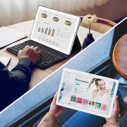 2024 Tablet 10.1 Inch 2 in 1 Android Tablet with keyboard Octa-Core 8(4+4 Virtual)+128GB Storage 1TB Expandable, 13+8MP Camera, Newest Tablets PC with Case Mouse Stylus Support 5G WiFi, IPS FHD Screen in Saudi Arabia