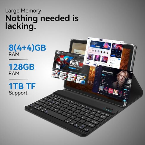 2024 Tablet 10.1 Inch 2 in 1 Android Tablet with keyboard Octa-Core 8(4+4 Virtual)+128GB Storage 1TB Expandable, 13+8MP Camera, Newest Tablets PC with Case Mouse Stylus Support 5G WiFi, IPS FHD Screen in Saudi Arabia