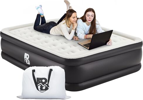Full Air Mattress with Built-in Pump and Cord, 18" Raised Blow Up Inflatable Mattress for Camping, Guests and Home, 2 Min Self-Inflation/Deflation, Foldable Air Bed with Storage Bag, 600 lbs Max in Saudi Arabia