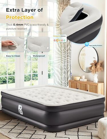 Full Air Mattress with Built-in Pump and Cord, 18" Raised Blow Up Inflatable Mattress for Camping, Guests and Home, 2 Min Self-Inflation/Deflation, Foldable Air Bed with Storage Bag, 600 lbs Max in Saudi Arabia