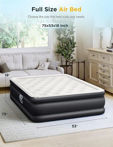 Full Air Mattress with Built-in Pump and Cord, 18" Raised Blow Up Inflatable Mattress for Camping, Guests and Home, 2 Min Self-Inflation/Deflation, Foldable Air Bed with Storage Bag, 600 lbs Max in Saudi Arabia