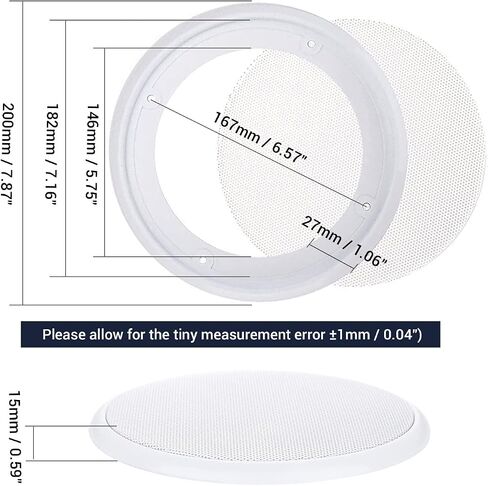 Facmogu 2PCS 8in White Ceiling Speaker Covers, Surface Mount Speaker Grill | Universal Steel Mesh Grille with Mounting Screws for Home Theater & Car Audio Woofer Loudspeaker, Decorative Circle Grille in Kuwait