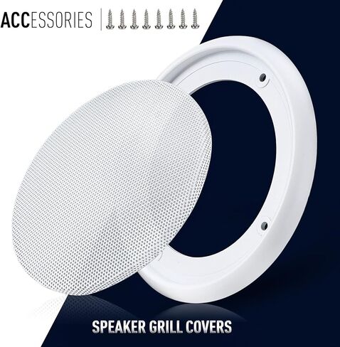 Facmogu 2PCS 8in White Ceiling Speaker Covers, Surface Mount Speaker Grill | Universal Steel Mesh Grille with Mounting Screws for Home Theater & Car Audio Woofer Loudspeaker, Decorative Circle Grille in Kuwait