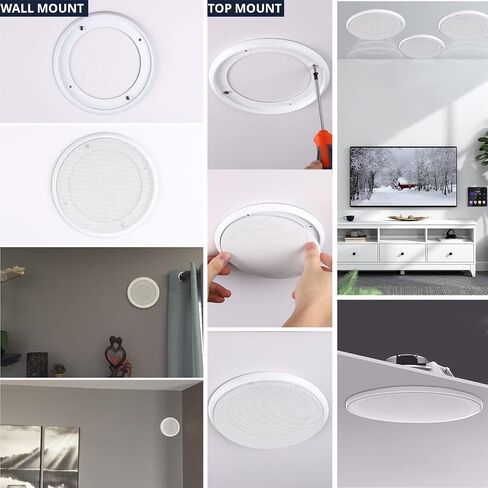Facmogu 2PCS 8in White Ceiling Speaker Covers, Surface Mount Speaker Grill | Universal Steel Mesh Grille with Mounting Screws for Home Theater & Car Audio Woofer Loudspeaker, Decorative Circle Grille in Kuwait
