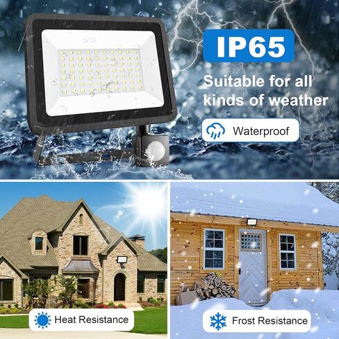 LHOTSE 2 Pack 50W LED Flood Light Outdoor,7000 lumens LED Work Light with Motion Sensor and Plug,IP65 Waterproof Outdoor Floodlights,6500K Daylight White Super Bright Security Light for Garden Patio in Saudi Arabia