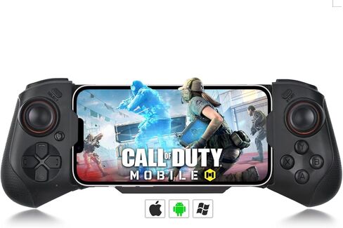 وحدة تحكم الألعاب اللاسلكية arVin لأجهزة iPhone iOS Android PC، عصا تحكم Bluetooth Gamepad لأجهزة iPhone 15/14/13/12/iPad/MacBook/Samsung Galaxy S22/S21/S20 Ultra/الكمبيوتر اللوحي/Call of Duty Mobile/Genshin Impact in Kuwait