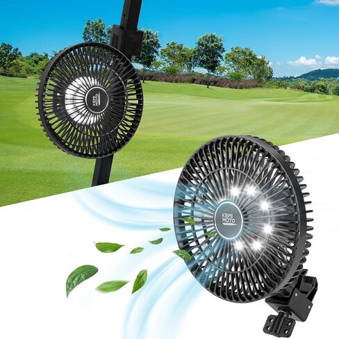 KEMIMOTO Golf Cart Fan Portable USB Input 6-Speed Settings Rechargeable Lighting Fan Fit for Golf Cart, UTVs, Cars, Forklifts, RVs, Compatible with Club Car Precedent/Tempo/Onward/EZGO in Saudi Arabia
