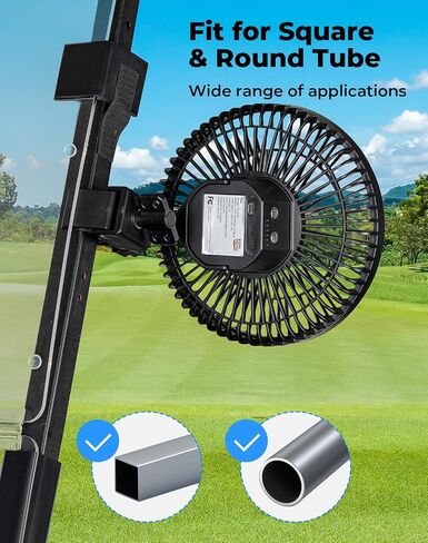 KEMIMOTO Golf Cart Fan Portable USB Input 6-Speed Settings Rechargeable Lighting Fan Fit for Golf Cart, UTVs, Cars, Forklifts, RVs, Compatible with Club Car Precedent/Tempo/Onward/EZGO in Saudi Arabia
