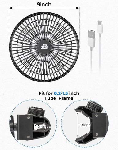 KEMIMOTO Golf Cart Fan Portable USB Input 6-Speed Settings Rechargeable Lighting Fan Fit for Golf Cart, UTVs, Cars, Forklifts, RVs, Compatible with Club Car Precedent/Tempo/Onward/EZGO in Saudi Arabia