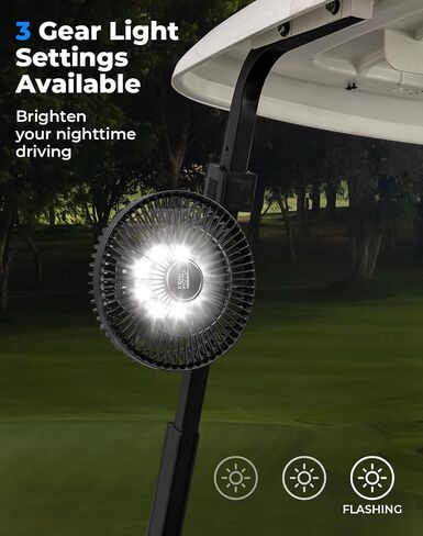 KEMIMOTO Golf Cart Fan Portable USB Input 6-Speed Settings Rechargeable Lighting Fan Fit for Golf Cart, UTVs, Cars, Forklifts, RVs, Compatible with Club Car Precedent/Tempo/Onward/EZGO in Saudi Arabia
