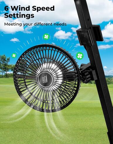 KEMIMOTO Golf Cart Fan Portable USB Input 6-Speed Settings Rechargeable Lighting Fan Fit for Golf Cart, UTVs, Cars, Forklifts, RVs, Compatible with Club Car Precedent/Tempo/Onward/EZGO in Saudi Arabia
