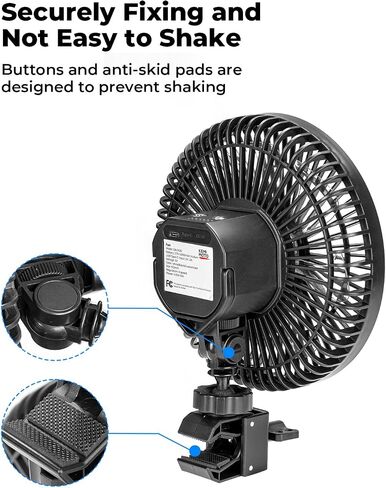 KEMIMOTO Golf Cart Fan Portable USB Input 6-Speed Settings Rechargeable Lighting Fan Fit for Golf Cart, UTVs, Cars, Forklifts, RVs, Compatible with Club Car Precedent/Tempo/Onward/EZGO in Saudi Arabia