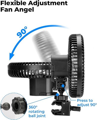 KEMIMOTO Golf Cart Fan Portable USB Input 6-Speed Settings Rechargeable Lighting Fan Fit for Golf Cart, UTVs, Cars, Forklifts, RVs, Compatible with Club Car Precedent/Tempo/Onward/EZGO in Saudi Arabia