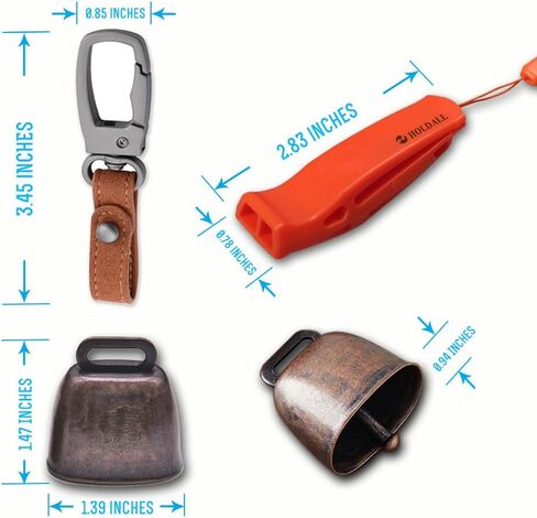 Loud Bear Bell with Silencer for Hikers, Bronze Colored Bear Bells with Emergency Whistle and Key-Chain Carabiner Set for Survival, Hiking, Trekking, Biking, Fishing, Climbing in Saudi Arabia
