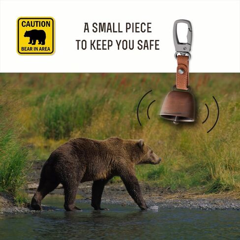 Loud Bear Bell with Silencer for Hikers, Bronze Colored Bear Bells with Emergency Whistle and Key-Chain Carabiner Set for Survival, Hiking, Trekking, Biking, Fishing, Climbing in Saudi Arabia