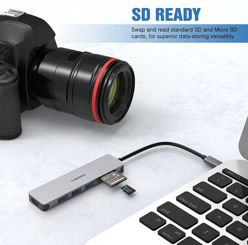 محول USB C Hub متعدد المنافذ - دونجل ألومنيوم محمول 7 في 1 مع مخرج HDMI 4K، 3 منافذ USB 3.0، قارئ بطاقة SD/TF متوافق مع أجهزة MacBook Pro وXPS والمزيد من الأجهزة من النوع C in Saudi Arabia