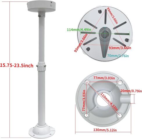 15.7-23.5in Telescopic Indoor and Outdoor Camera Bracket Metal Hoisting Ceiling Bracket, Used for Security Dome Network Camera Installation (40-60CM-PQ) in Saudi Arabia