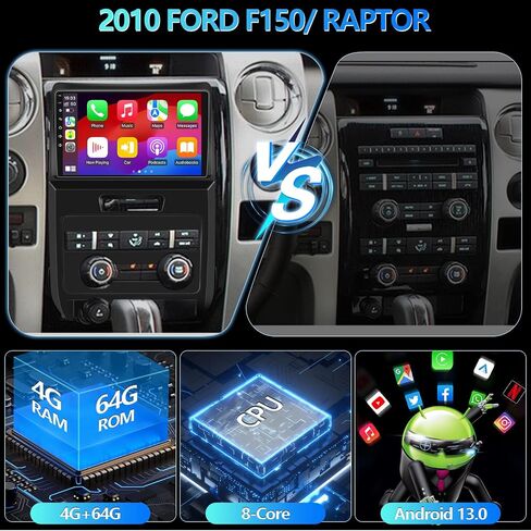 Car Audio System Suitable for Ford F150 Raptor 2009-2012 IPS Touch Screen car Radio Stereo Upgrade, with Carplay and Android Automatic Support Reverse Camera 2+32GB Manual air Conditioning(4 * 64) in Saudi Arabia
