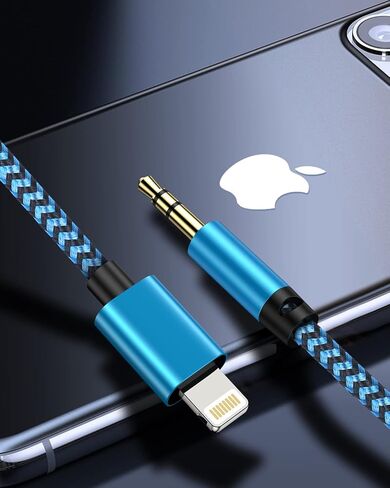iPhone Aux Cord, Aux to 3.5mm Coiled Lightning Cable Auxiliar Audio Male in Kuwait