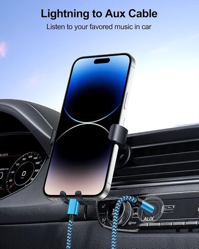 iPhone Aux Cord, Aux to 3.5mm Coiled Lightning Cable Auxiliar Audio Male in Kuwait